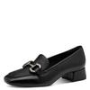 Pumps TAMARIS, Damen, Gr. 39, schwarz, Leder, unifarben, klassisch, Schuhe, Blockabsatz, Slipper, Businessschuh mit Zierriegel, Schmuckelement
