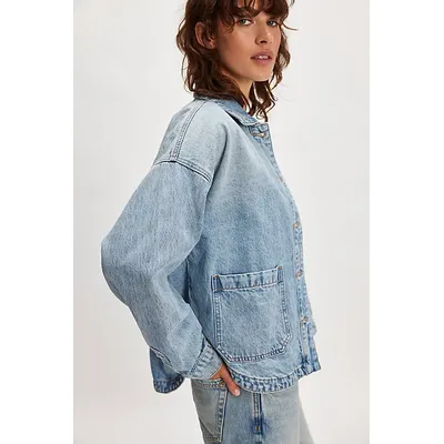 Blank NYC Together Again Jacket at Free People in Med Indigo, Size: XS
