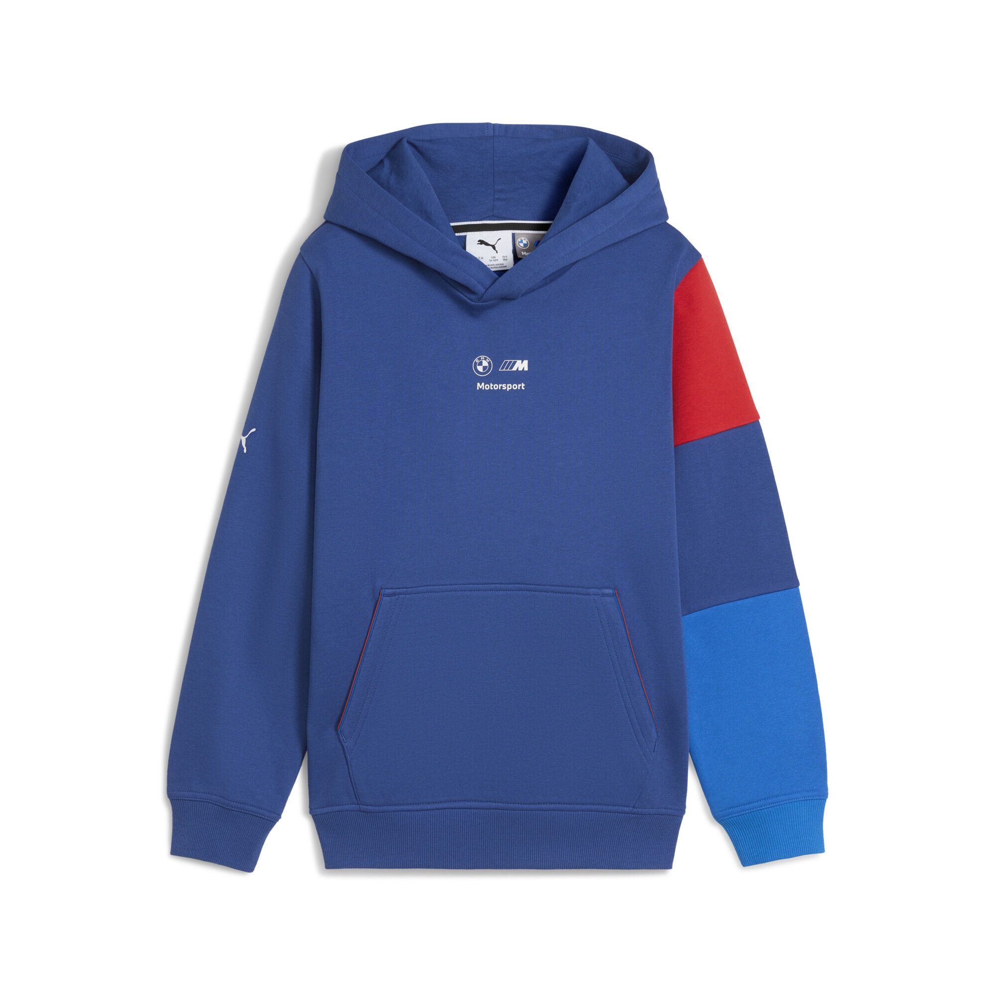 Kapuzenpullover PUMA "BMW M Motorsport Kids Essentials Hoodie Jugendliche", Kinder, Gr. 152, blau (pro blau m color), Obermaterial: 32% Polyester, 68% Baumwolle; Kapuzenfutter: 100% Baumwolle; Rippe: 3% Elasthan, 97% Baumwolle, unifarben, regular... Image