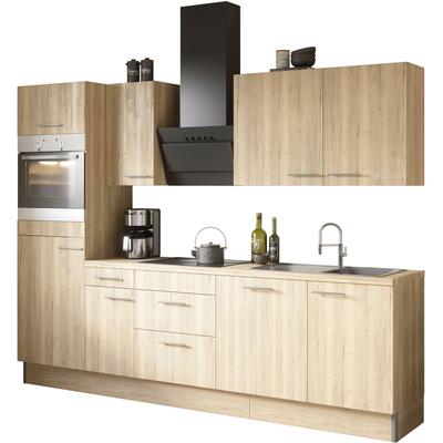 Küche OPTIFIT "Klara", braun (front: wildeichefarben, korpus: wildeichefarben, arbeitsplatte: wildeichefarben), B:270cm T:60cm, Komplettküchen-Sets, Breite 270 cm, wahlweise mit E-Geräten Image