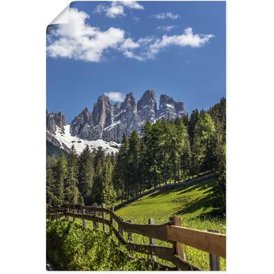 Wandbild ARTLAND "Villnösstal mit Dolomiten, Südtirol", grün (farbe bild(er): grün), B:40cm H:60cm T:0,1cm, Papier, Bilder, als Leinwandbild, Poster in verschied. Größen