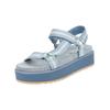 Riemchensandale STEVE MADDEN "STEVE MADDEN Sandalen Textil", Damen, Gr. 41, blau (denim), Textil, casual, Schuhe