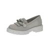 Slipper CAPRICE "Caprice Slipper Leder", Damen, Gr. 39, grau (hellgrau), Leder, casual, Schuhe