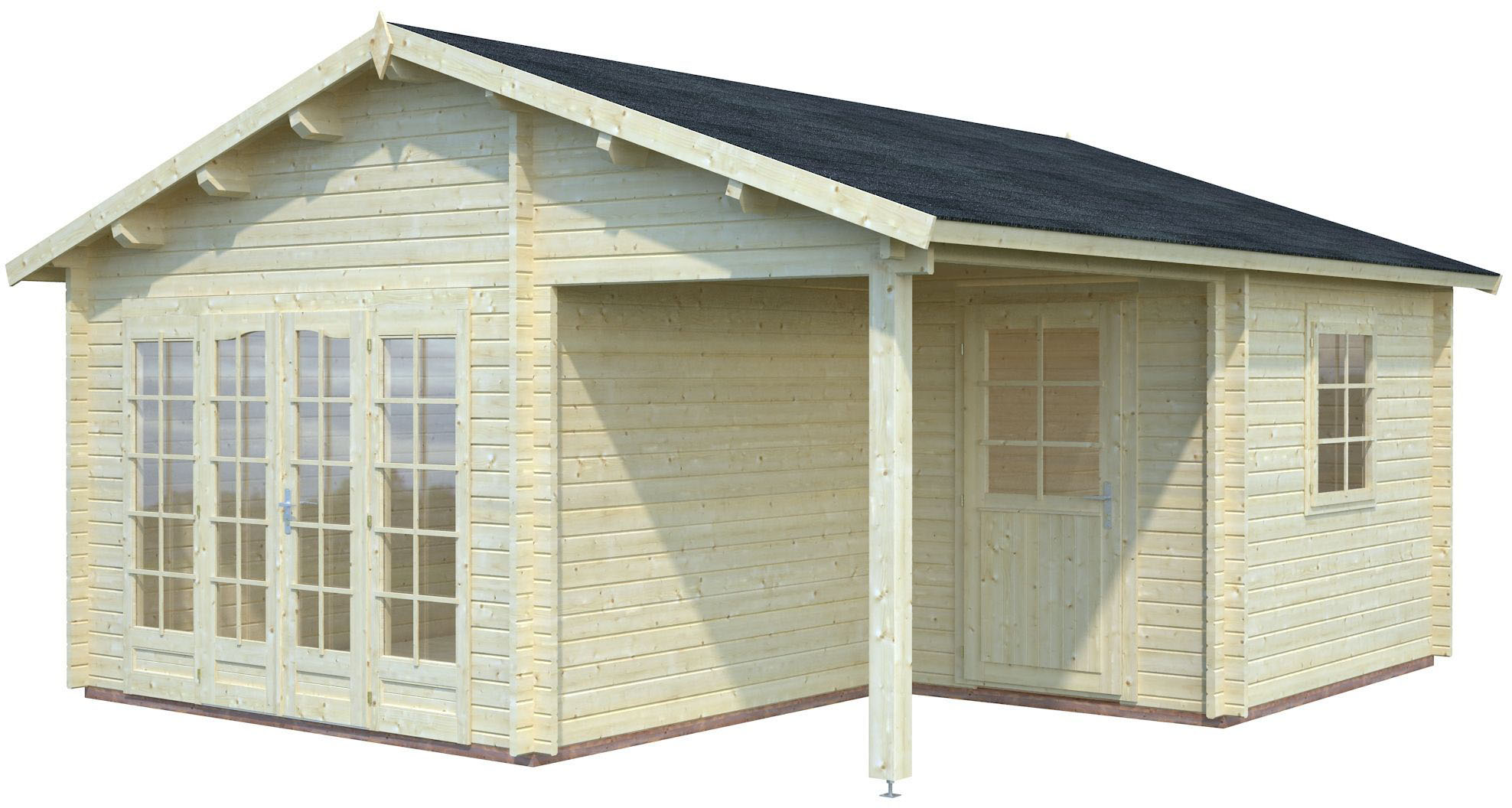 Gartenhaus PALMAKO "Irene", beige (naturbelassen), Fußboden im Gartenhaus, ohne Dacheindeckung, Holzwerkstoff, Gartenhäuser, Gartenhaus, 21,9+5,2 qm