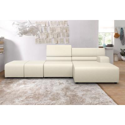 Ecksofa EGOITALIANO "Babouche, Designsofa mit außergewöhnlichem Sitzkomfort zum Wohlfühlen", beige (cremeweiß), B:384cm H:80cm T:98cm, Leder u00bbBULLu00ab (echtes Rindsleder). Geschliffenes, pigmentiertes und behandeltes Rindsleder mit einer Dicke... Image