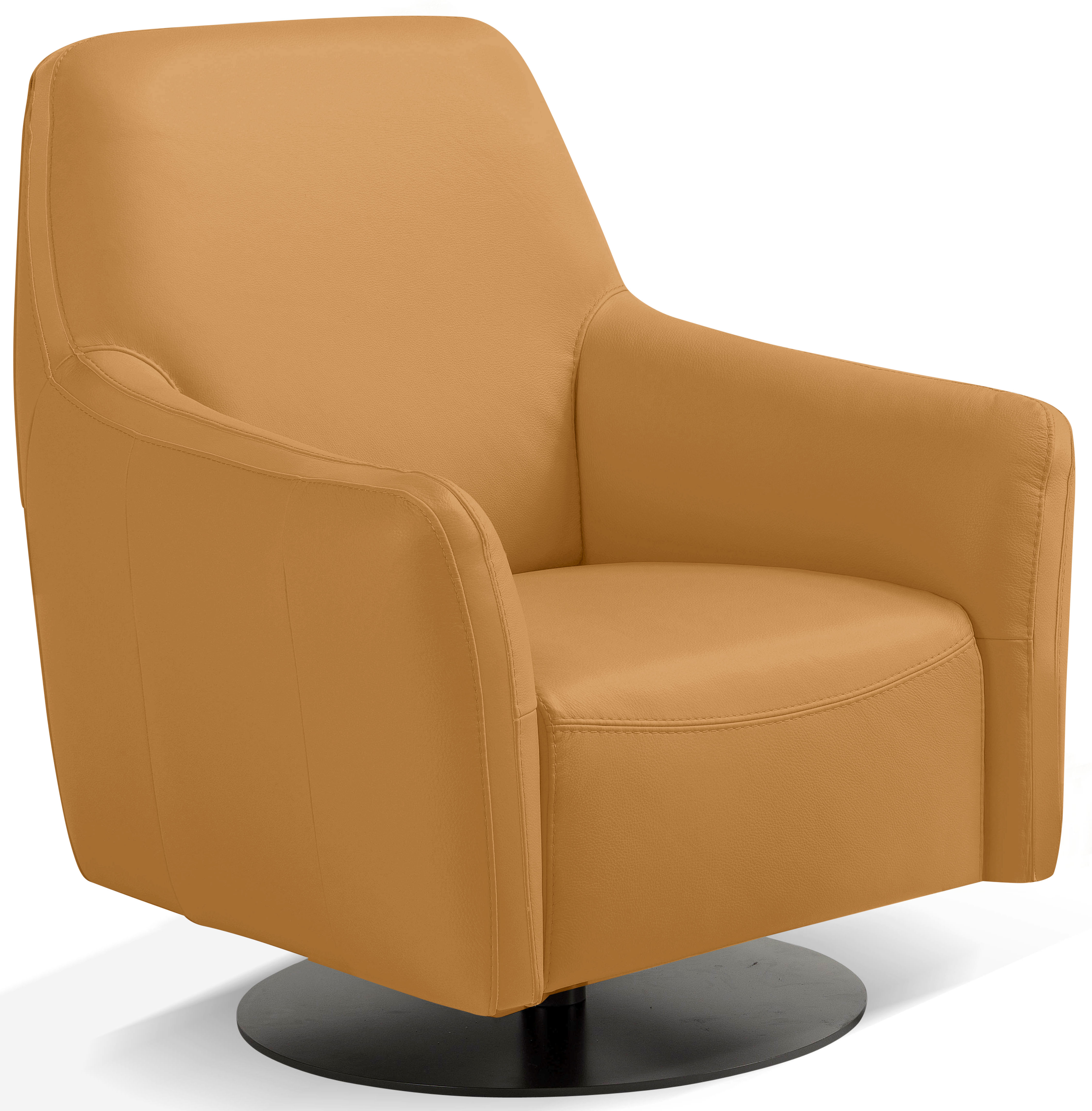 Sessel EGOITALIANO "Felicity Drehsessel mit Wippfunktion, kompakt und bequem, Loungesessel", gelb (sunflower), B:77cm H:88cm T:85cm, Leder NUVOLE (Echtes Rindsleder). Halbnatürliches, halbnarbiges Rindsleder mit einer natürlichen Körnung von 1, 2...