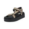 Riemchensandale STEVE MADDEN "STEVE MADDEN Sandalen Textil", Damen, Gr. 41, schwarz (schwarz, beige), Textil, casual, Schuhe