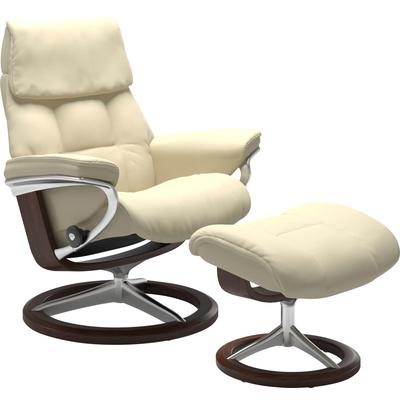 Relaxsessel STRESSLESS "Ruby", beige (vanilla paloma), B:78cm H:100cm T:76cm, Leder PALOMA: durchgefärbtes Semianilin-Möbelleder, Leder BATICK: durchgefärbtes und genarbtes Möbelleder, Sessel, mit Signature Base, Größe M, Gestell Eiche, Wenge, Braun... Image