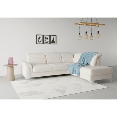 Ecksofa SIT & MORE "Sinatra L-Form", beige (creme), B:251cm H:85cm T:220cm, 100% Polyester, Sofas, mit Ottomane, optional mit Kopfteilverstellung und Armteilfunktion Image