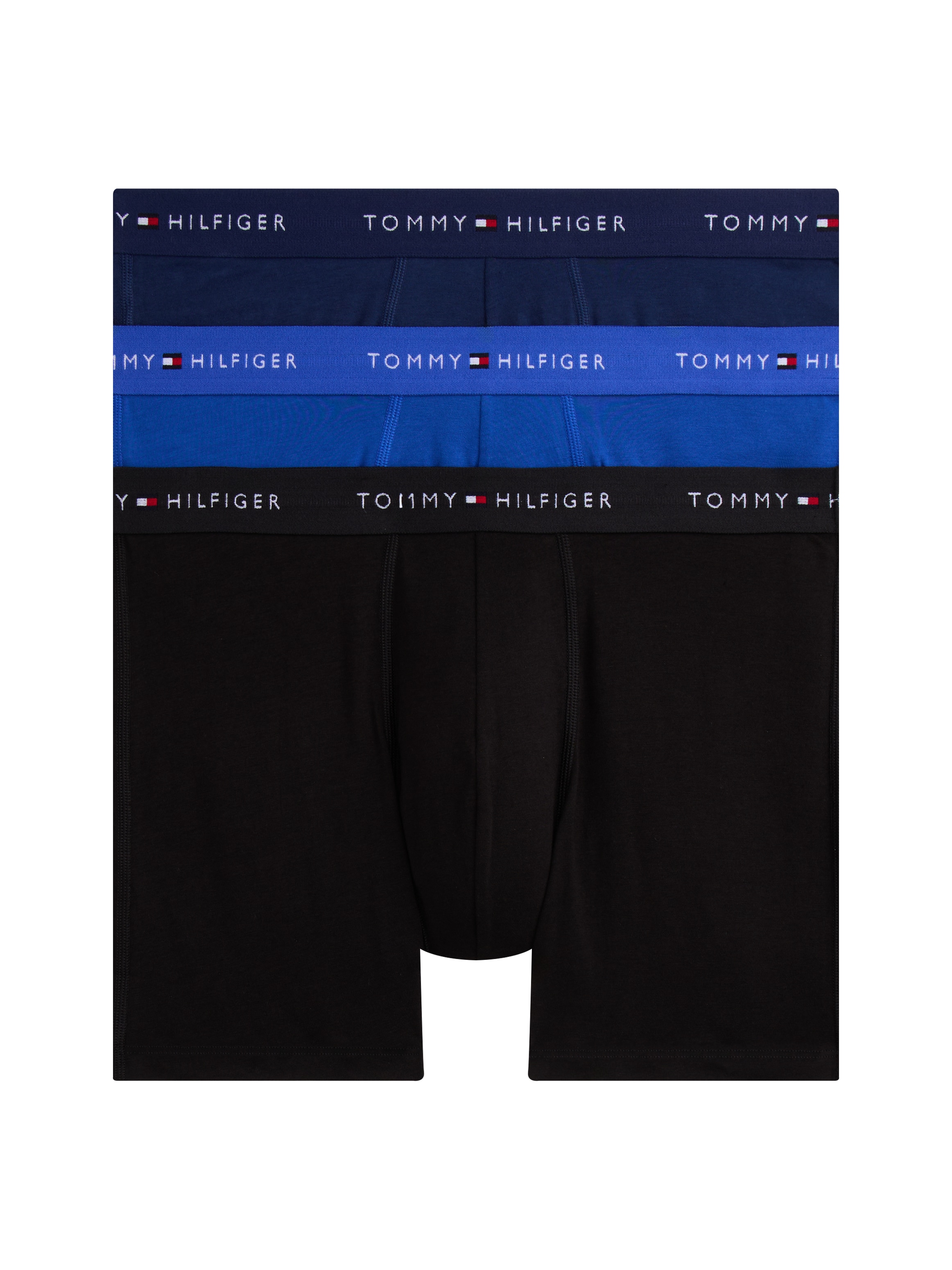 Boxershorts "3P BOXER BRIEF DTM", Herren, Gr. M (50), 3 Stk., nob blu, prp nvy, blk, Jersey, Obermaterial: 95% Baumwolle, 5% Elasthan, TOMMY HILFIGER UNDERWEAR, körpernah, Unterhosen, mit langem Bein, elastischer Bund