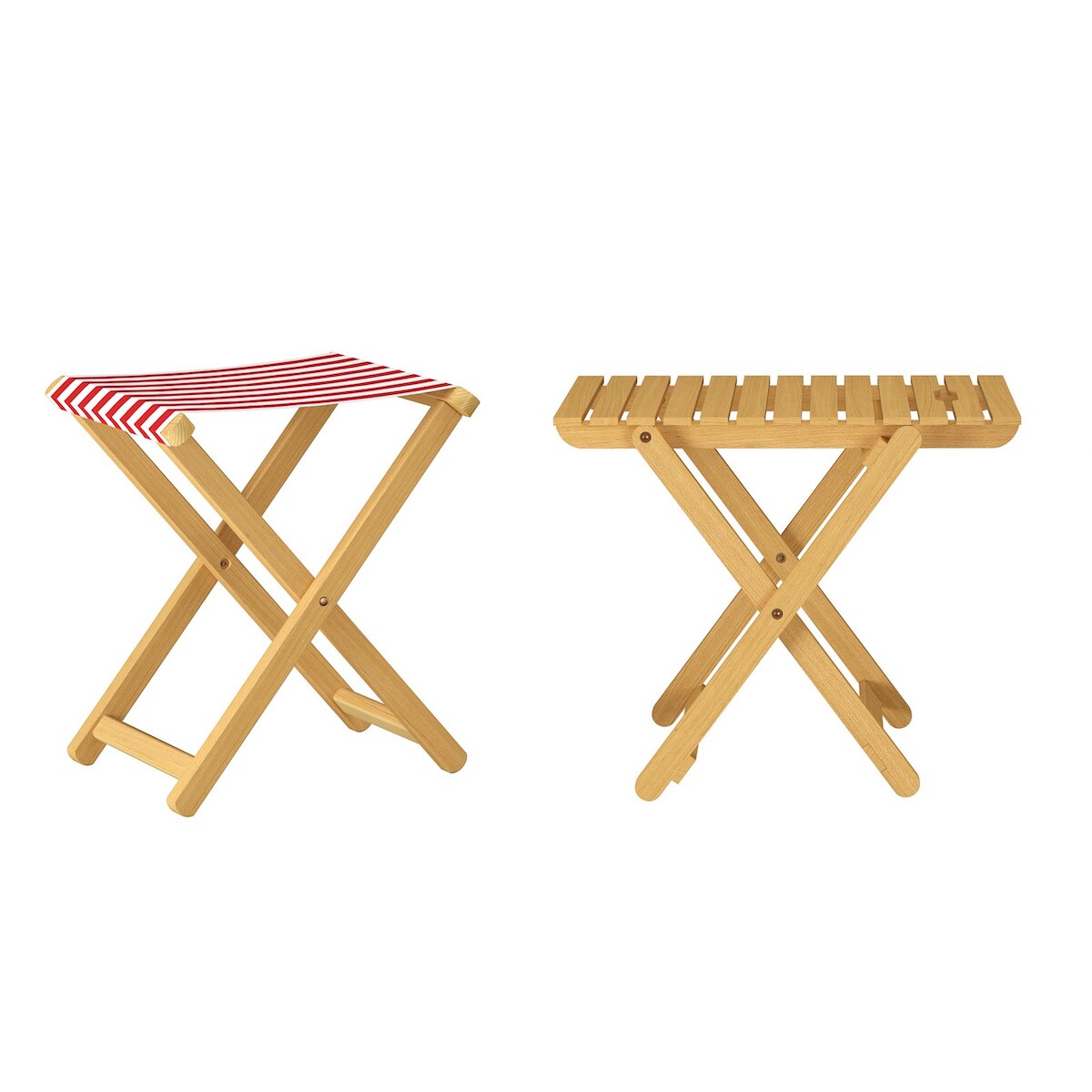 Erst-Holz Klappstuhl Anglerstuhl Gartenstuhl Buche massiv Stoff rot-weiß Set wählbar V-10-216N-14 Image