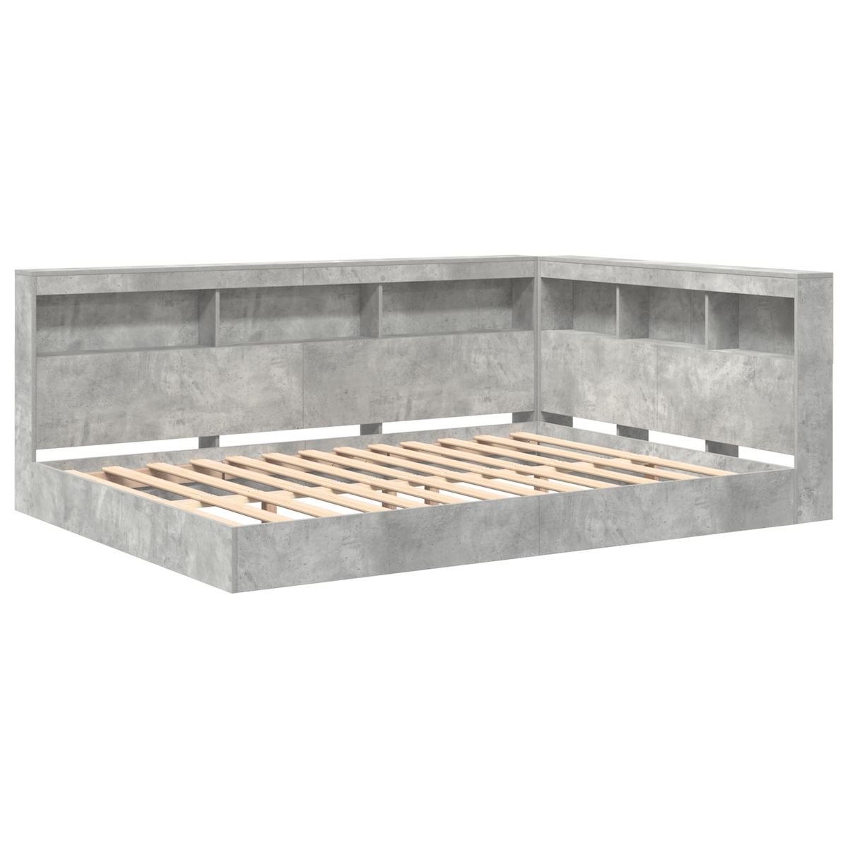 vidaXL Bücherregal Bett 2 pcs Betongrau 140 x 200 cm Holzwerkstoff Image