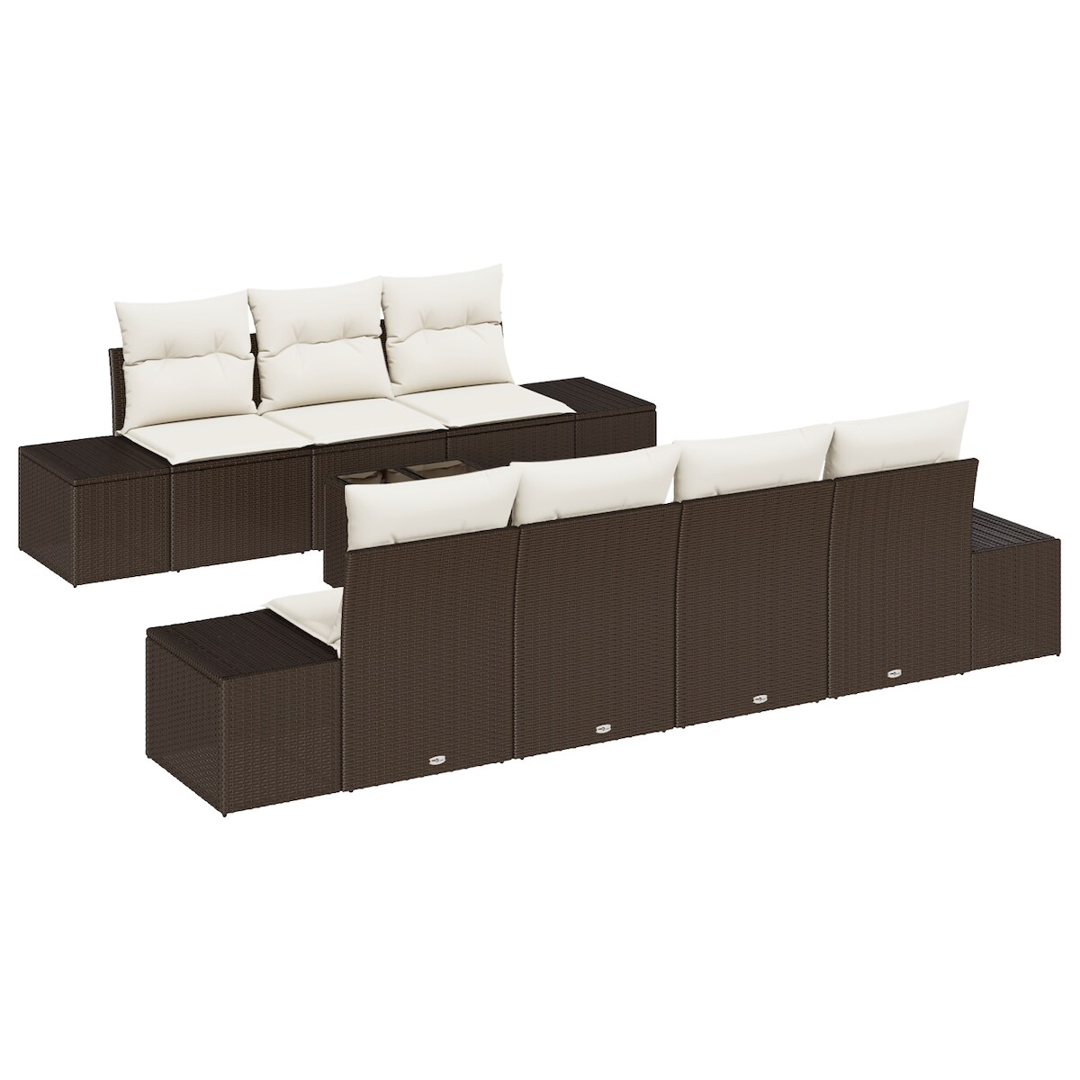 vidaXL 8-teiliges Garten Sofa Set mit Kissen Braun Poly-Rattan Image