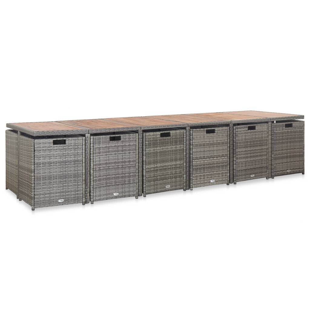 vidaXL 17-tlg. Garten-Essgruppe mit Auflagen Poly Rattan Anthrazit Image