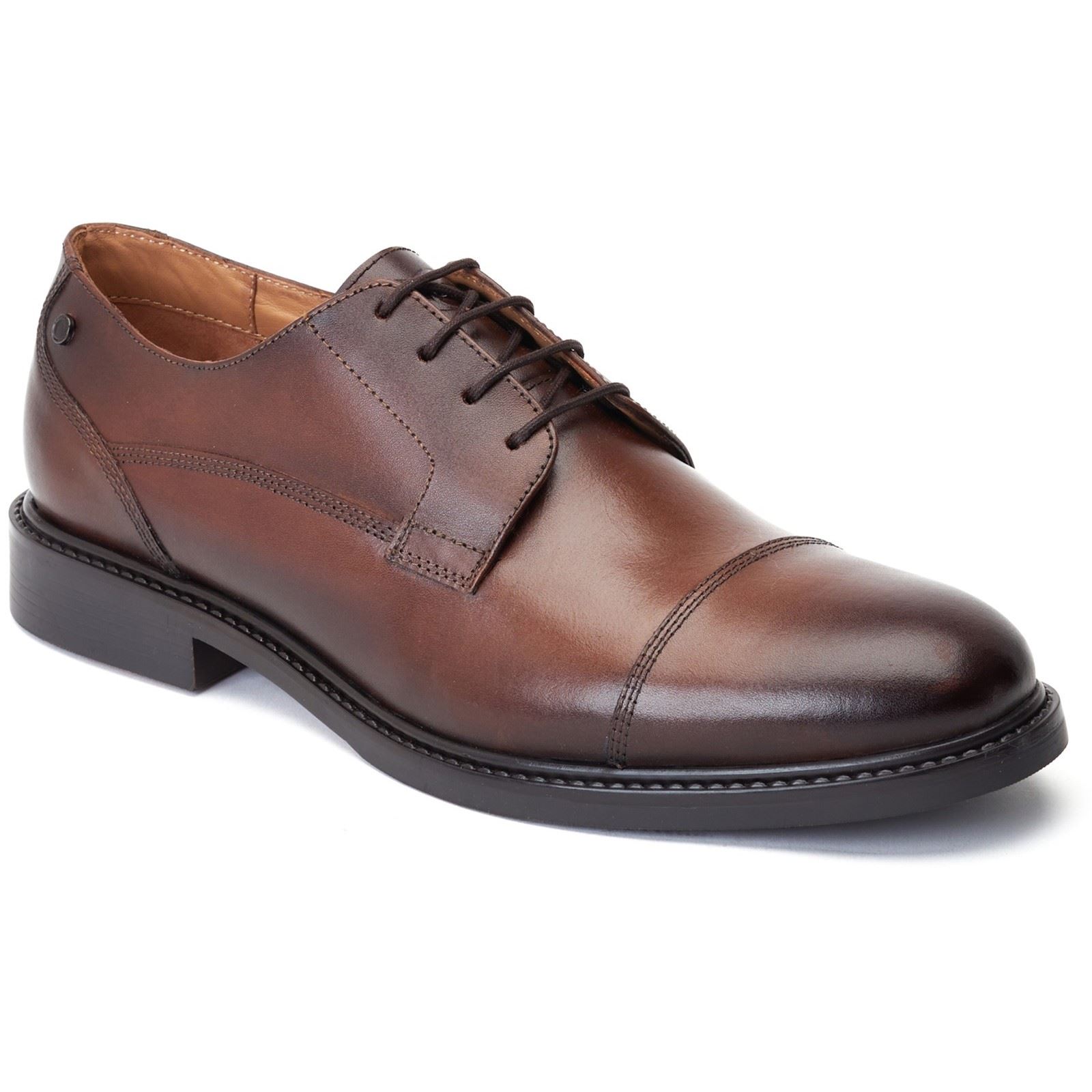 Base London Magnus Leder Herren Oxford Schuhe in verbranntem Braun