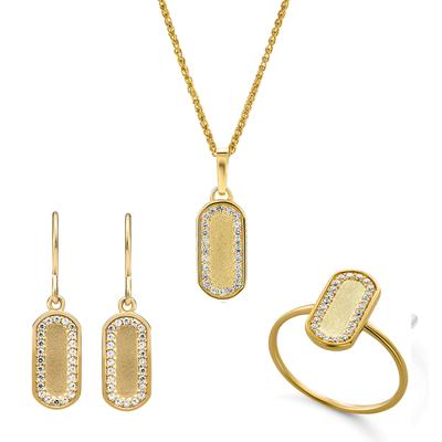 Orphelia 'Malaga' Damen Set aus 925er Sterling Silber: Halskette + Ohrringe + Ring - Gold SET-7573/G Image