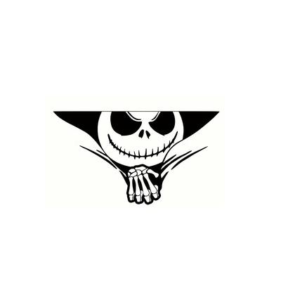 2Pcs Halloween Car Sticker Jack Skellington Car Sticker Self-Adhesive Vinyl Decal for Trunk Windows Bumper Polyvinyl Chloride