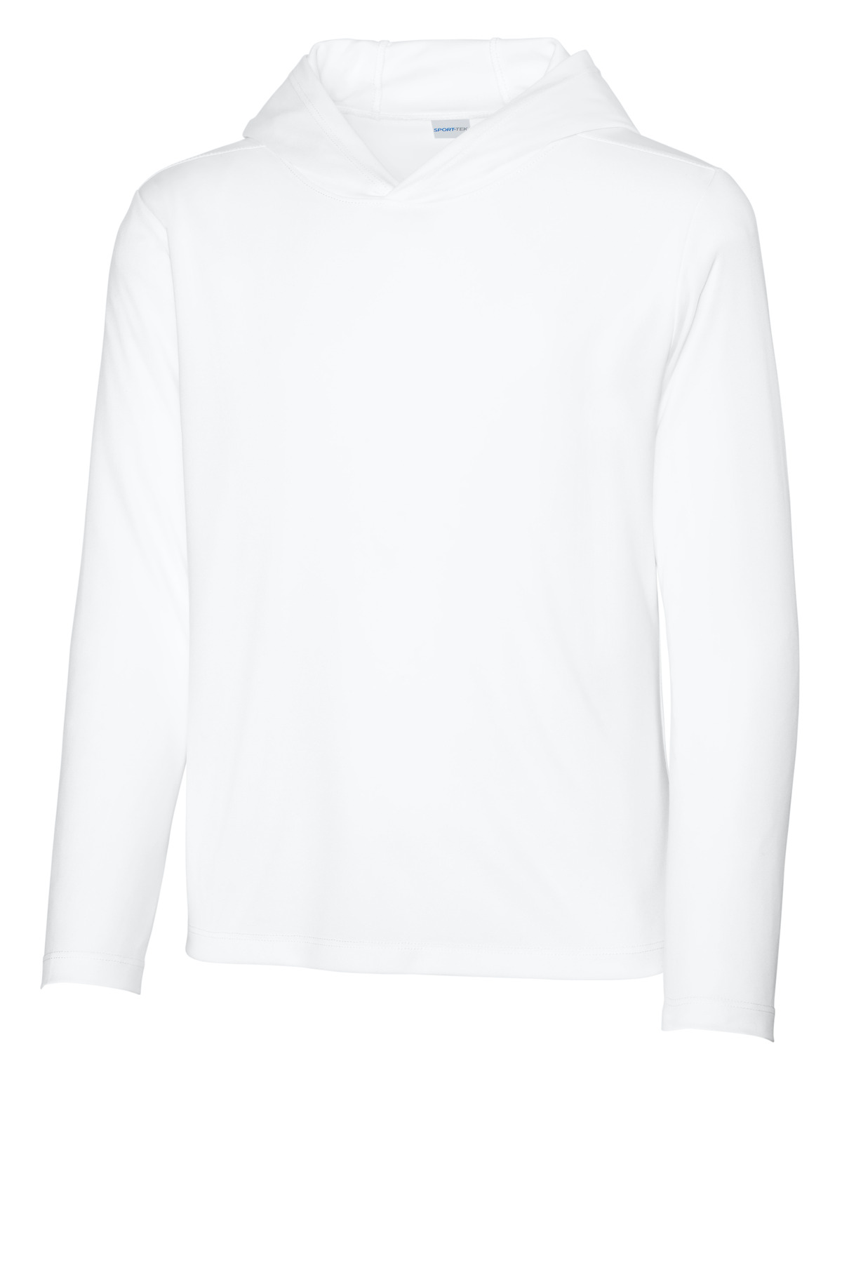 Sport-Tek YST420LSH Youth Posi-UV Pro Long Sleeve Hoodie in White size Medium | Polyester