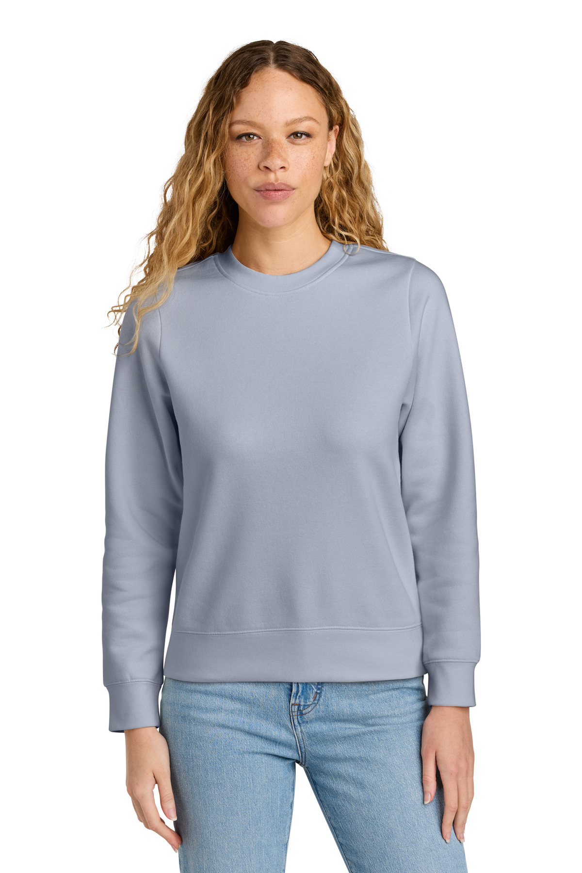 District DT6105 Women's V.I.T. Fleece Crew T-Shirt in Icelandic Purple size XS | Cotton