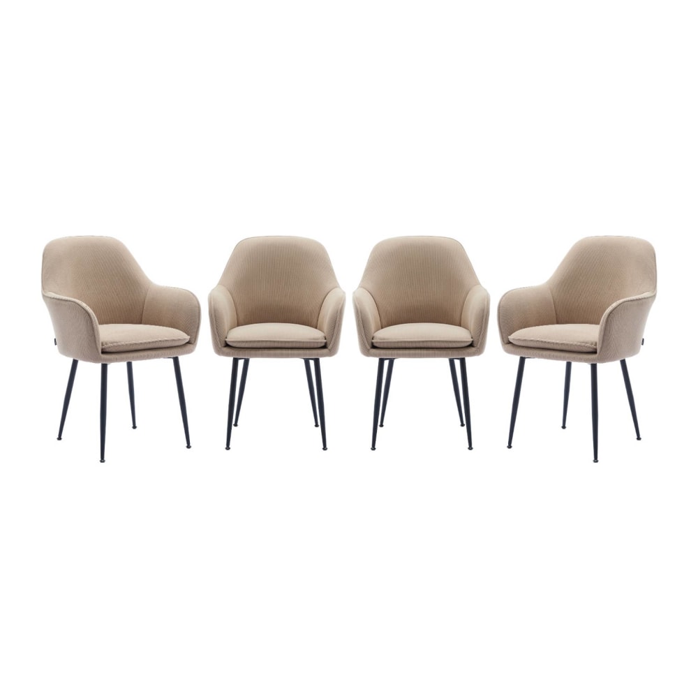 4 fauteuils velours côtelé beige pieds métal