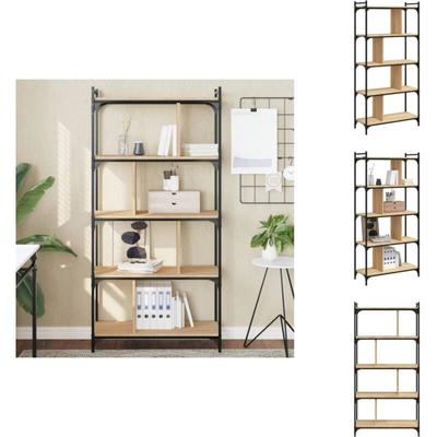 Bücherregal 5 Böden Sonoma-Eiche 76x32x158 cm Holzwerkstoff - Bucherregal - Regal - Holzmöbel Image
