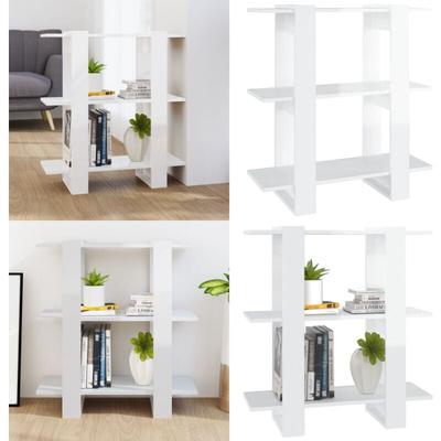 Bücherregal/Raumteiler Hochglanz-Weiß 80x30x87 cm - BucheRegal - Holzregal - Raumteiler - Weißes Image