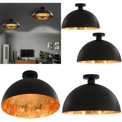 Vidaxl - Deckenleuchten 2 Stk. Schwarz und Gold Halbkugelförmig E27 - Dekanleuchten - Wandleuchten Image