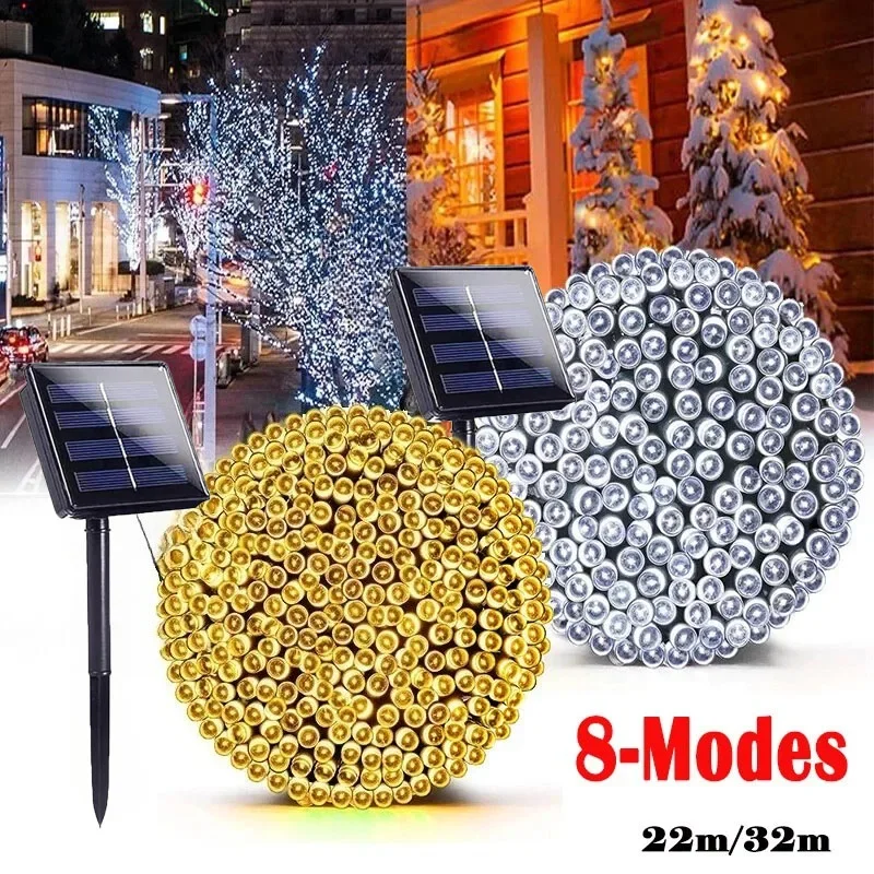 Solarbetriebene LED-Lichterkette, Lichterkette mit 8 Beleuchtungsmodi, flexibler Kupferdraht für Outdoor, Hof, Party, Schlafzimmer, Dekoration