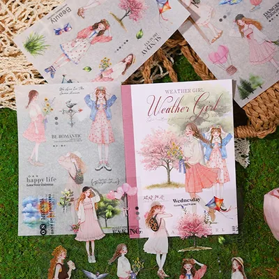 Mr Paper 200 Stück/Beutel Weather Girl Series Aquascape gestanzte Aufkleberbuch Handbuch Material DIY Scrapbook Fotorahmen Kartentagebuch Image