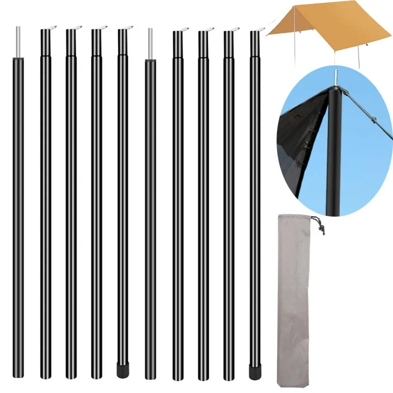 10PCS Teleskop Zelt Stangen Set Universal Einstellbare Camping Markise Stangen Sonne Segel Shelter Stangen Plane Zelt Zubehör Image