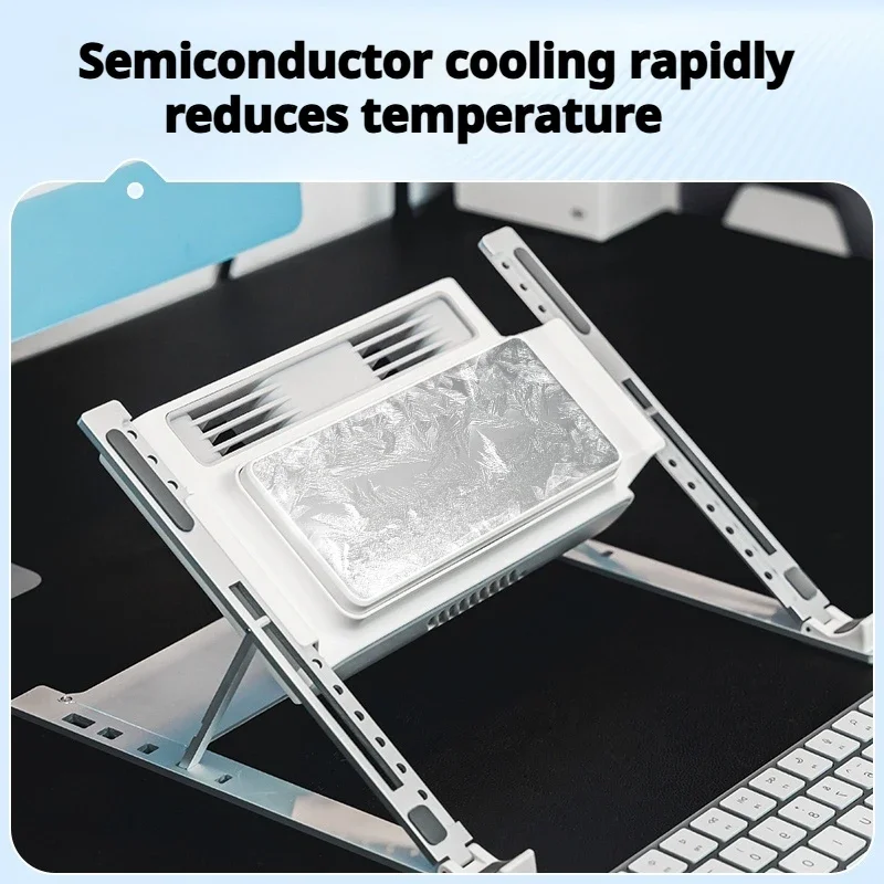 Verstellbarer Laptop-Ständer für Notebooks, leistungsstarkes Halbleiter-Luftkühlungspad für Gaming, Laptop, Kühler, Ständer, Tablet-Basis Image