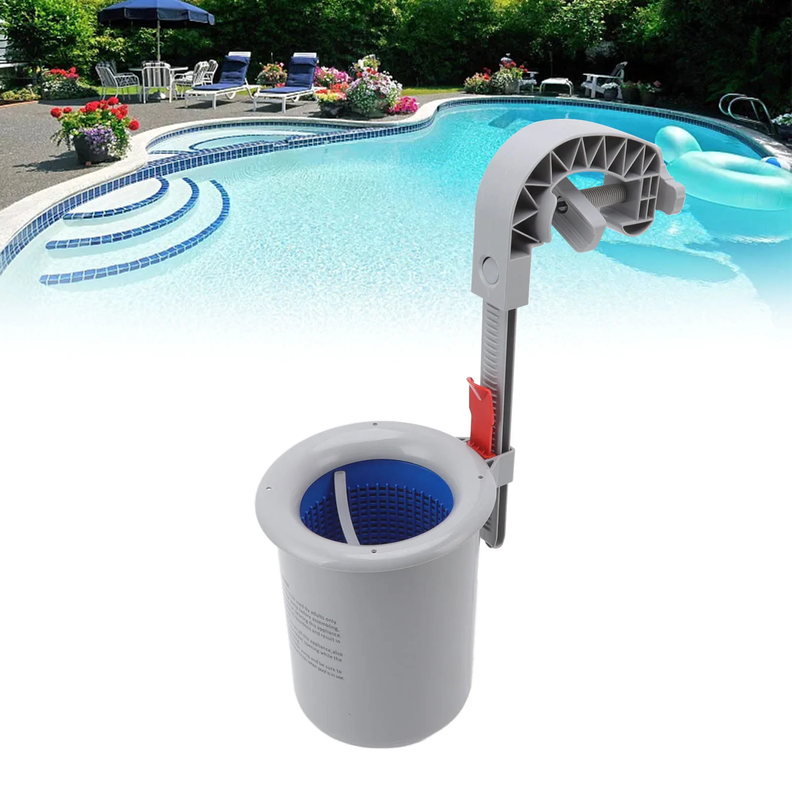 Outdoor Pool Surface Skimmer Pool Skimmer Kit Grau Wandmontierter automatischer Reiniger Filter Schmutzsammler für Schwimmbad Image
