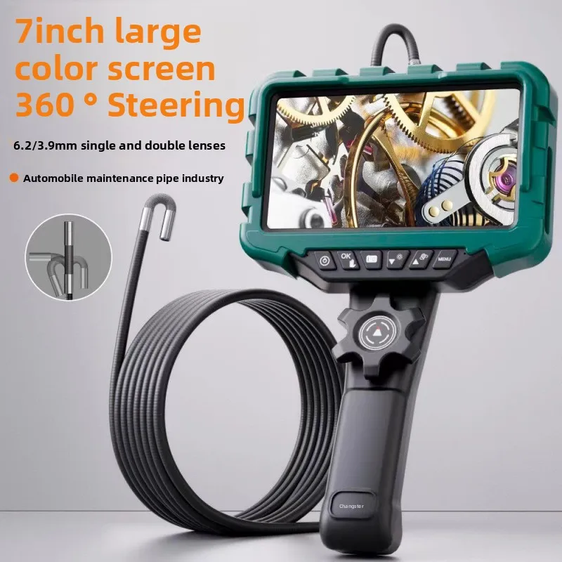 7 Zoll großer Bildschirm 360 ° Drehbares Endoskop mit Weitwinkelkamera für Autoreparatur, Überprüfung von Kohlenstoffeinsätzen und Ventilen Image