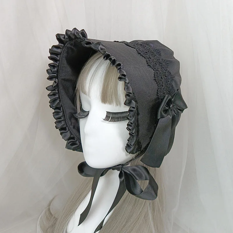 Frauen Pilgrim Viktorianische Motorhaube Hüte Vintage Französisch Stil Lolita Maid Cosplay Hut Image