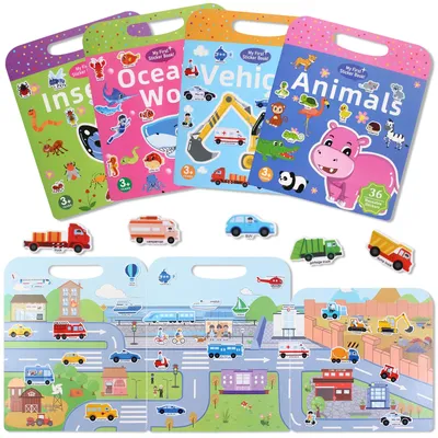 Kinder wiederverwendbare DIY Aufkleber Bücher Multi-Szene und Multi-Thema Gelee Aufkleber Reise tragbare Montessori Aufkleber Spielzeug Geschenke Image