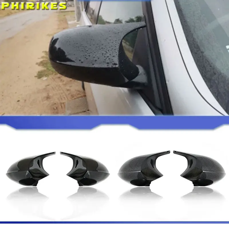 Rückspiegelabdeckungen für Bmw 1 3er E90 E91 E92 E93 E80 E81 E87 E88 Rückspiegel aus Kohlefaser, glänzend schwarz Image