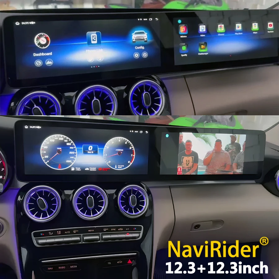 Dual Screen Für Mercedes Benz C Klasse W205 GLC X253 C180 C200 C220 C300 C350 2016-2022 Android Carplay GPS Navigation Auto Radio Image