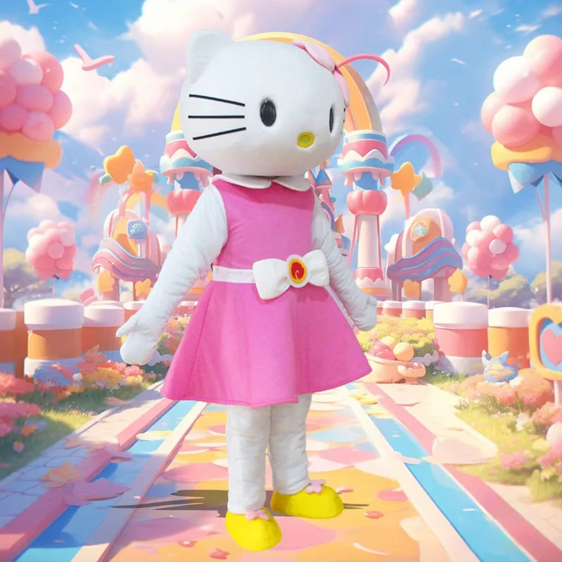 Hello Kitty Maskottchen-Kostüm Cartoon Rosa Katze Erwachsenen-Cosplay Geburtstagsparty Requisiten Event-Werbung Ganzkörper Aufblasbares Outfit