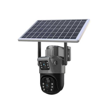8MP Solar Camera Security Outdoor Wireless Dual Lens Video Surveillance Camera with 8W Solar Panel Colour Night Vision Spotlight/Alarm PIR Human Detection Motion Tracking Two-Way Communication