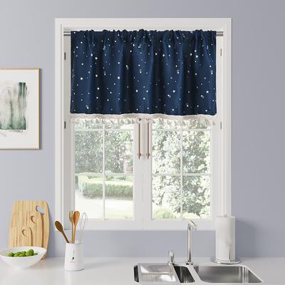Curtain Drapes Modern Minimalist Silver Foil Star Lace Short Curtains - Kitchen Half-Drape, Soft Home Decor Fabric Door Window Curtains