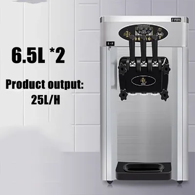 1800W Ice Cream Machine Three Flavor Soft Ice Cream Machine Stainless Steel Yogurt Ice Cream