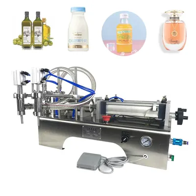10/100/500ML Quantitative Milk Beverage Filling Machine Pneumatic Horizontal Double-head Liquid Filler Soy Sauce Vinegar
