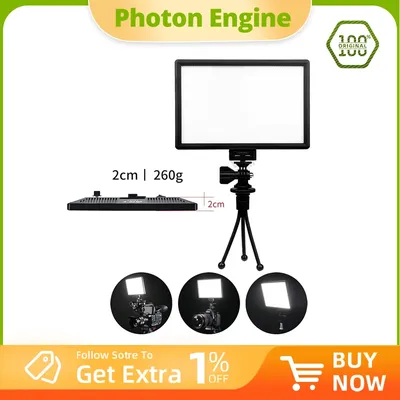 VILTROX L116T 3300K-5600K LED Video Light , LCD display screen+2x Battery+Charger for Camera Camcorder Photography Lighting