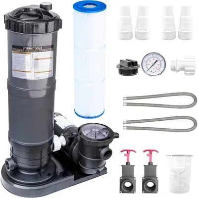 SWIMLINE HYDROTOOLS Above-Ground Pool Cartridge Filter, Extra-Flo 40 Sq Ft w/ 0.9 THP Pump, Pools up to 33,250 Gallons