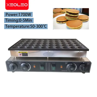 XEOLEO Commercial Electric 50 Holes Pancake Maker 850W+850W Mini Dutch Pancake Waffle Makers Pancake Machine Mini Donut Machine
