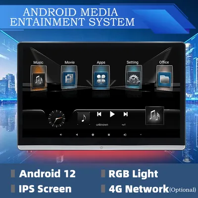 14" HD IPS 4K Car Headrest Monitor Android 12 HDMI OUT Rear Multimedia TV Multifunction Tablet PC 2G+32GB ROM FM HDMI IN Airplay