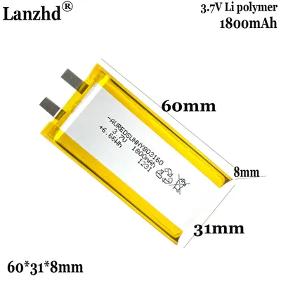 3.7V li battery 2000mAh 803160 For Water purifier neck-hanging fan, power bank battery cell Intercom GPS mp3 mp4 battery