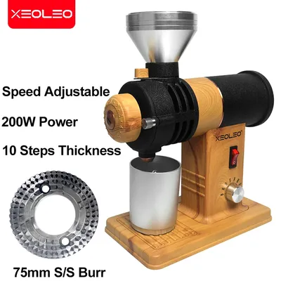 XEOLEO Electric Coffee grinder 200W Ghost tooth Burr grinder Speed Adjustable Coffee miller Commercial Coffee milling machine