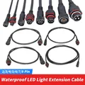 Cavo di prolunga per luce LED impermeabile a 3 pin 0.3/0.5/0.75/1.0/1.5/2.5 Spina LED esterna quadrata Maschio Femmina Aviazione IP68 Cavo nero