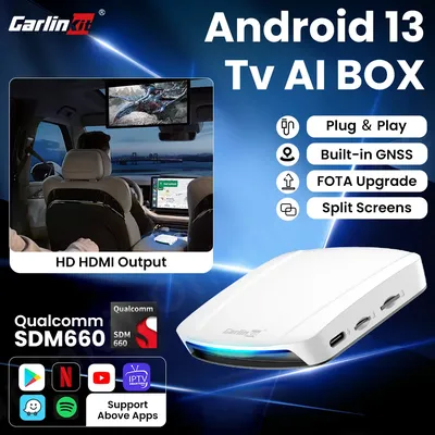Carlinkit UHD Tv Box Android 13.0 Qualcomm 8-Core Wireless CarPlay & Android Auto Adapter Support 4K HDMI Output Online Video